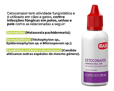 Cetoconazol Suspensão Oral 20% Ibasa - 20 ml - Viu Pet