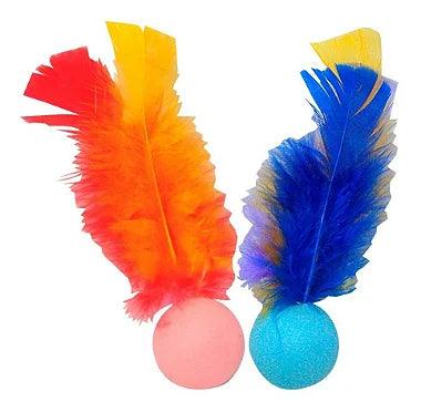 Brinquedo Para Gato Bola Ping Pong Com Penas - Viu Pet