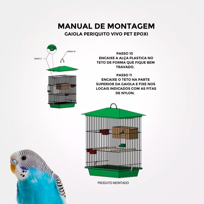 Gaiola Para Periquito Acompanha Acessórios + Ninho Madeira - Viu Pet
