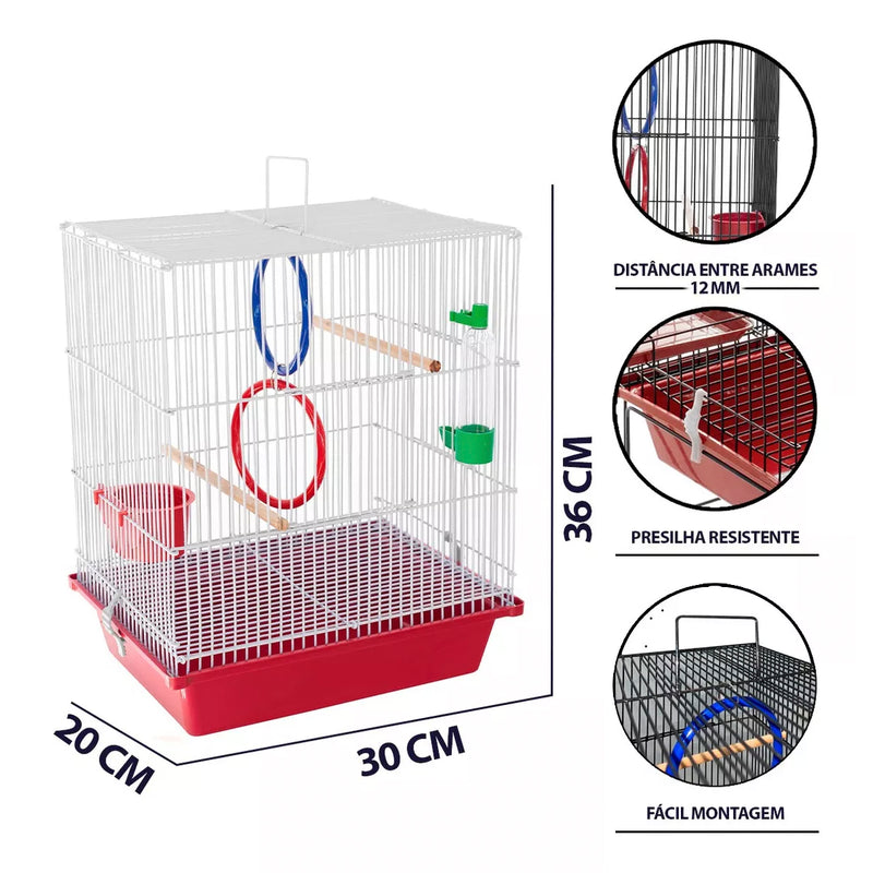 Gaiola Caçulinha Para Pássaros Pequenos + Acessórios - Viu Pet