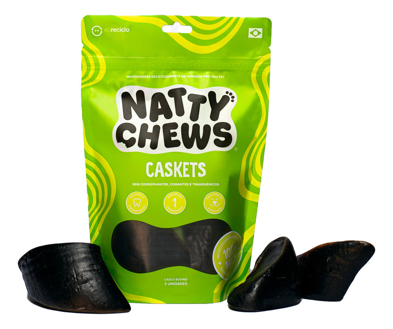 Casco Bovino Natural Para Cães Natty Chews Caskets 3 Un - Viu Pet