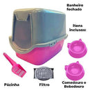 Banheiro Fechado Toalete Para Gatos - Brinde 2 Comedouros - Viu Pet